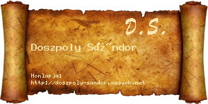 Doszpoly Sándor névjegykártya
